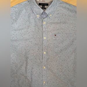 Mens Patriotic Star Short Sleeve Button Down Shirt Tommy Hilfiger Large Slim